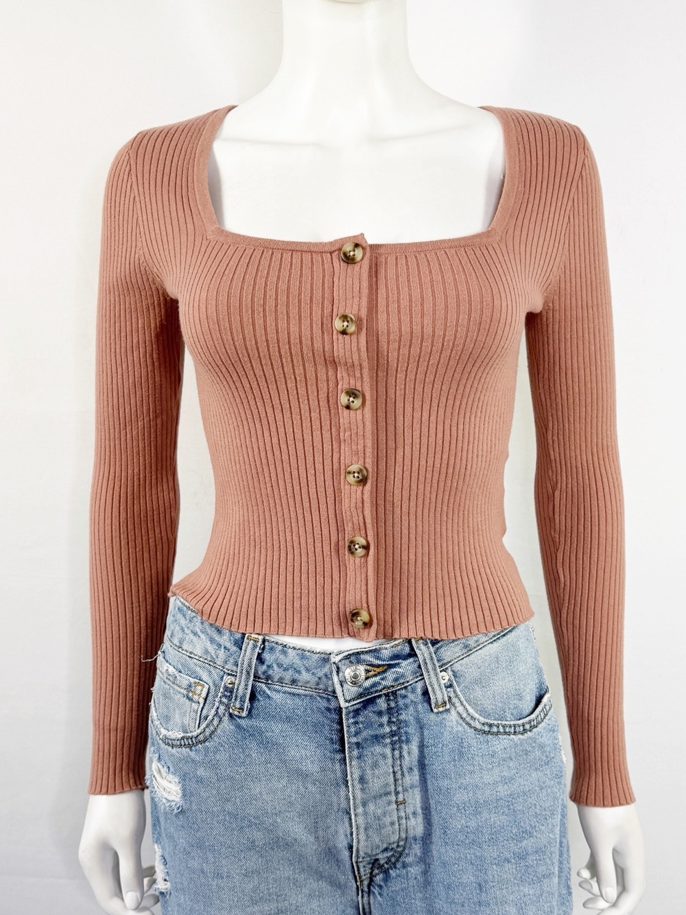 Madewell Mauve Pink Cardigan Sweater Top Size S Casual Classic Long Sleeve